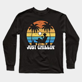 Just Chillin' Summer Vacation Tropical Beach Vintage Sunset Hawaiian Long Sleeve T-Shirt